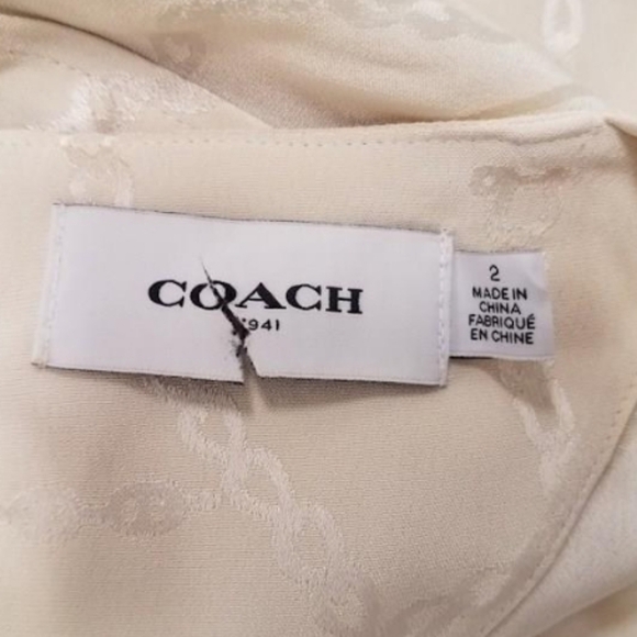 Coach 1941 Cream Satin Neutral Chain Jacquard Cowl Neck Long Sleeve Blouse Shirt - Picture 7 of 7